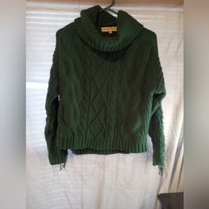 Absolutely Famous Green Cable Knit Turtleneck Sweater